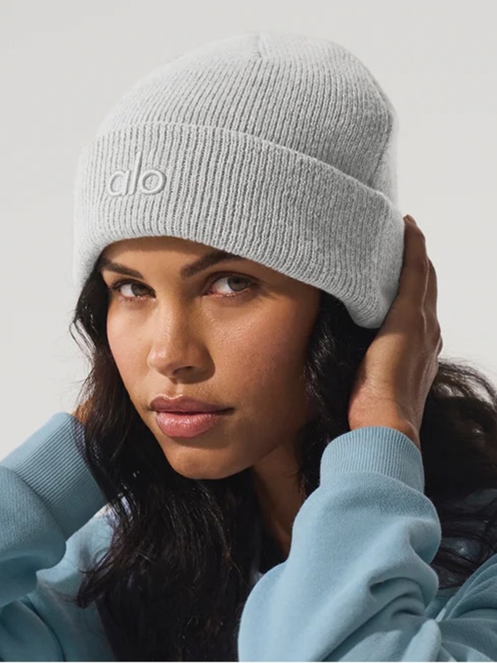 ALO Yoga Light Gray Ribbed Cuffed Beanie